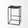 69393 - Clarissa 18.0L x 16.0W x 26.25H Dark Brown Woven Leather Seat W/ Black Iron Frame Counter Stool