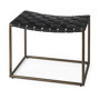 69396 - Clarissa 22.0L x 16.0W x 16.75H Black Leather Woven Seat W/ Gold Metal Frame Stool
