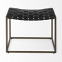 69396 - Clarissa 22.0L x 16.0W x 16.75H Black Leather Woven Seat W/ Gold Metal Frame Stool