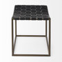 69396 - Clarissa 22.0L x 16.0W x 16.75H Black Leather Woven Seat W/ Gold Metal Frame Stool