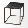 69396 - Clarissa 22.0L x 16.0W x 16.75H Black Leather Woven Seat W/ Gold Metal Frame Stool