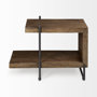 67841 - Maddox 30L x 18W x 22H Medium Brown Wood w/ Black Metal U-shaped End/Side Table