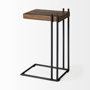 67842 - Maddox 16L x 13.5W x 27H Medium Brown Wood w/ Black Metal C-shaped End/Side Table
