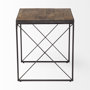 68471 - Trestman II 24" x 22.5" Square Top Medium Brown Wood and Iron Cross Braced End/Side Table 