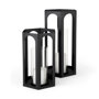69532 - Balley 9.4L x 9.4W x 19.7H Set of Two Matte Black Metal Hexagonal Candle Holder Lanterns 