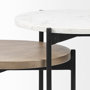 68490 - Larkin II Marble and Medium Brown Wood Round Tabletop Nesting End/Side Tables