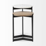 68490 - Larkin II Marble and Medium Brown Wood Round Tabletop Nesting End/Side Tables