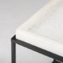 68843-AB - Nathan II 18" x 20" Square Top White Marble and Black Metal End/Side Table 