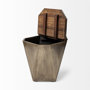 68902 - Esagono Octagonal Gold Metal-Clad Reclaimed Wood End/Side Table w/ Storage