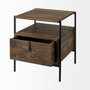 69015 - Glenn I 20L x 21W x 24H Dark Brown Wood w/ Black Iron Frame Square End/Side Table 