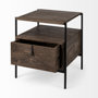 69015 - Glenn I 20L x 21W x 24H Dark Brown Wood w/ Black Iron Frame Square End/Side Table 