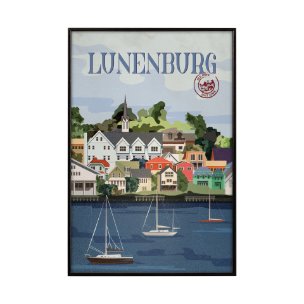 Lunenburg Go Canada (SM) by Mercana Studio a Hand Embellished Decograph Framed Art Print