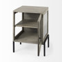 69303 -  Arelius 20L x 18W x 26H Gray Wood W/ Black Metal Frame End/Side Table