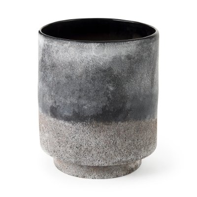 69547 - Squally 8.0L x 8.0W x 8.6H Black/Brown Glass Ombre Textured Vase
