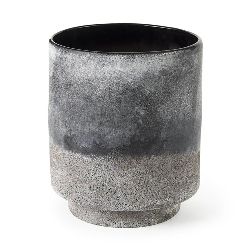 69547 - Squally 8.0L x 8.0W x 8.6H Black/Brown Glass Ombre Textured Vase