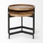 69282 - Marquisa (Set of 2) 22.5L x 22.5W x 20.8H Light Brown Wood W/ Black Metal Base Nesting Side Tables