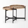 69282 - Marquisa (Set of 2) 22.5L x 22.5W x 20.8H Light Brown Wood W/ Black Metal Base Nesting Side Tables