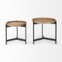 69282 - Marquisa (Set of 2) 22.5L x 22.5W x 20.8H Light Brown Wood W/ Black Metal Base Nesting Side Tables