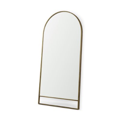 69535 - Sadie 36.0L x 2.0W x 76.0H Antique Gold Metal Rounded Arch Floor Mirror