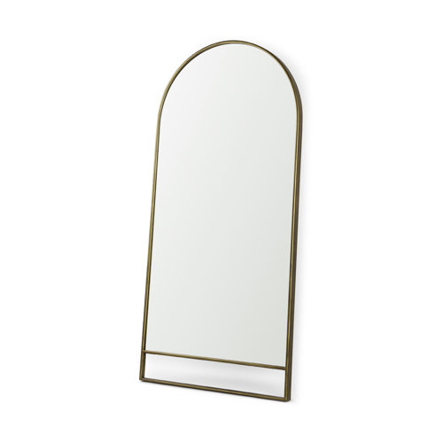 69535 - Sadie 36.0L x 2.0W x 76.0H Antique Gold Metal Rounded Arch Floor Mirror