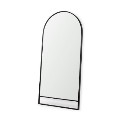 69536 - Sadie 36.0L x 2.0W x 76.0H Black Metal Rounded Arch Floor Mirror
