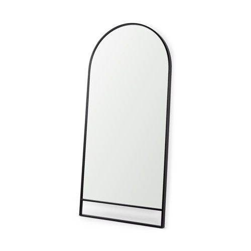 69536 - Sadie 36.0L x 2.0W x 76.0H Black Metal Rounded Arch Floor Mirror