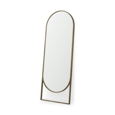 69537 - Sadie 28.0L x 2.0W x 78.0H Antique Gold Rounded Arch Floor Mirror
