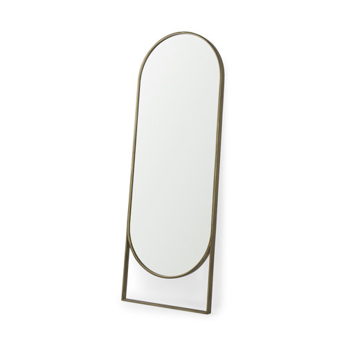 69537 - Sadie 28.0L x 2.0W x 78.0H Antique Gold Rounded Arch Floor Mirror