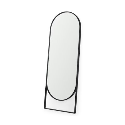 69538 - Sadie 28.0L x 2.0W x 78.0H Black Metal Rounded Arch Floor Mirror 