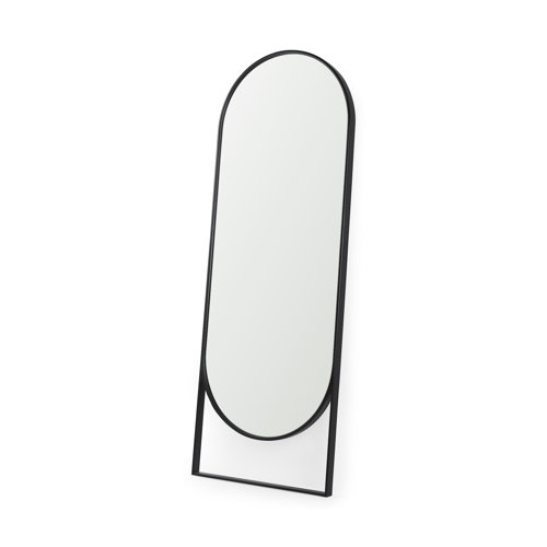69538 - Sadie 28.0L x 2.0W x 78.0H Black Metal Rounded Arch Floor Mirror 