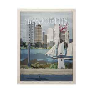 Massachusetts Go USA (L) by Mercana Studio a Hand Embellished Decograph Framed Art Print