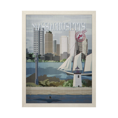 13547 - Massachusetts Go USA (L) by Mercana Studio a Hand Embellished Decograph Framed Art Print
