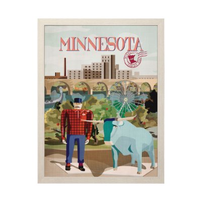 14006 - Minnesota Go USA (L) by Mercana Studio a Hand Embellished Decograph Framed Art Print