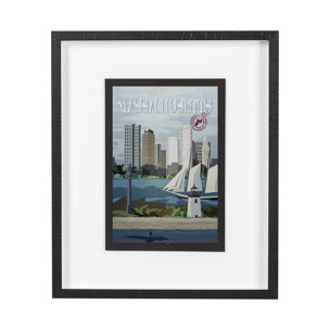 Massachusetts Go USA (M) by Mercana Studio a Framed Art Print Matted under Glass