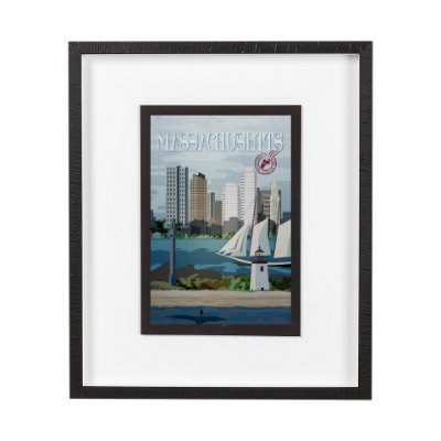 13546 - Massachusetts Go USA (M) by Mercana Studio a Framed Art Print Matted under Glass