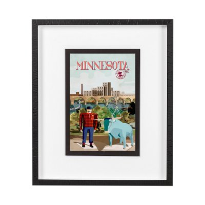 14004 - Minnesota Go USA (M) by Mercana Studio a Framed Art Print Matted under Glass