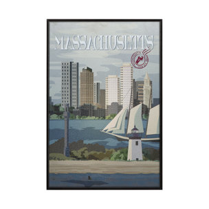 Massachusetts Go USA (SM) by Mercana Studio a Hand Embellished Decograph Framed Art Print