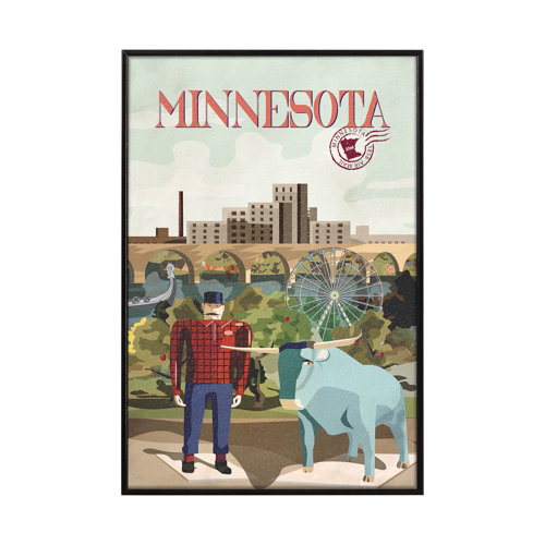 14005 - Minnesota Go USA (SM) by Mercana Studio a Hand Embellished Decograph Framed Art Print