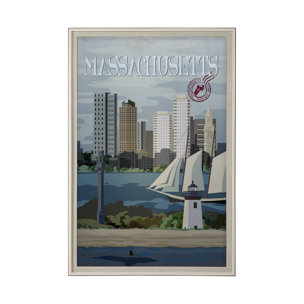 Massachusetts Go USA (XL) by Mercana Studio Hand Embellished Decograph Framed Art Print under Glass