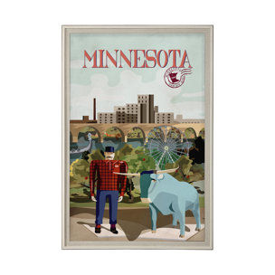Minnesota Go USA (XL) by Mercana Studio a Hand Embellished Decograph Framed Art Print under Glass