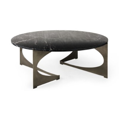 69262-AB - Reinhold III Black Marble Top Iron Coffee Table