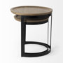 69283 - Aisley (Set of 2) 19.3L x 19.3W x 19H Light Brown Wood W/ Black Metal Base Round Nesting Side Tables