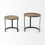69283 - Aisley (Set of 2) 19.3L x 19.3W x 19H Light Brown Wood W/ Black Metal Base Round Nesting Side Tables