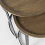 69283 - Aisley (Set of 2) 19.3L x 19.3W x 19H Light Brown Wood W/ Black Metal Base Round Nesting Side Tables