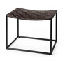 69397 - Clarissa 22.0L x 16.0W x 16.5H Brown Leather Woven Seat W/ Black Metal Frame Stool