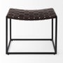 69397 - Clarissa 22.0L x 16.0W x 16.5H Brown Leather Woven Seat W/ Black Metal Frame Stool
