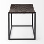 69397 - Clarissa 22.0L x 16.0W x 16.5H Brown Leather Woven Seat W/ Black Metal Frame Stool