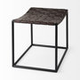 69397 - Clarissa 22.0L x 16.0W x 16.5H Brown Leather Woven Seat W/ Black Metal Frame Stool