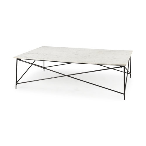 69246-AB - Lorlei I 53.0 X 35.0 X 15.5 White Marble Top W/ X-Shaped Gray Iron Base Coffee Table