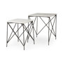 69247-AB - Lorlei 20.0L x 20.0W x 23.8H White Marble Top W/ Gray Iron Legs End and Side Table